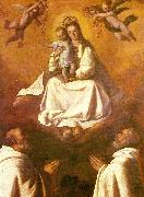 the virgin of mercy with two mercedarians